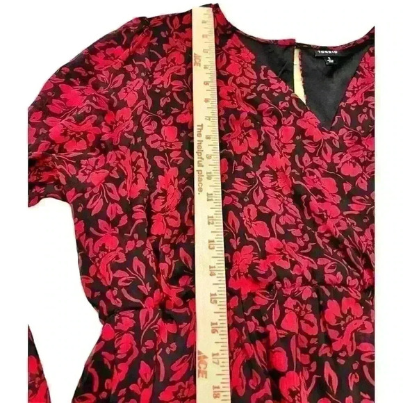 Torrid Sz 2X Midi Crinkle Chiffon Surplice Balloon Sleeve Dress Office Party - Picture 10 of 16